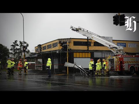 YouTube video thumbnail: Tornado Strikes Auckland Causing Building to Collapse