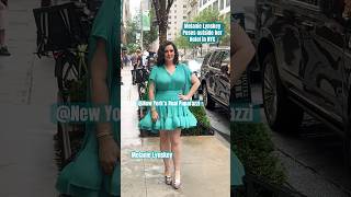 Melanie Lynskey signs as leaving her hotel in NYC.
