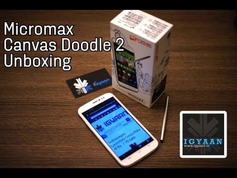 (ENGLISH) Micromax Canvas Doodle 2 A240 Unboxing, First Hands on feat Galaxy Mega 5.8 - iGyaan