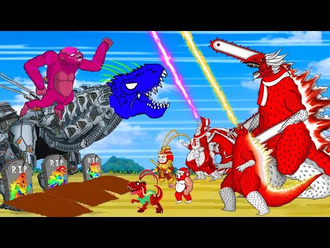 Rescue All Family GODZILLA & KONG, SHIMO, DINOSAURS From Evolution of GIANT PYTHON - FUNNY CARTOON??