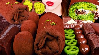ASMR DUBAI CHOCOLATE TOWEL, DUBAI CHOCOLATE MOCHI, BRICK CAKE EATING SOUNDS MUKBANG
