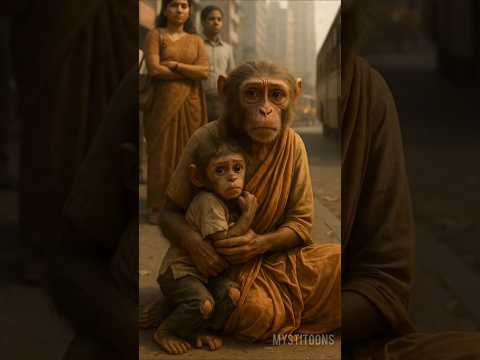 Poor Monkey Child Kicked Off Bus 😢💔 #shorts #cartoonvideo #viralvideo