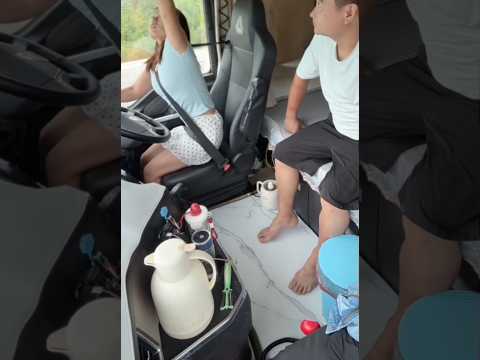 Vợ đổi lái cho chồng nghỉ ngơi sau chuyến hàng xuyên đêm #viral #automobile #girldriver #trucklife