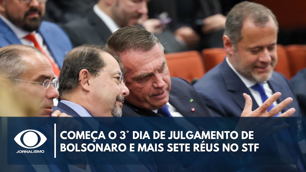 Começa o 3° dia de julgamento de Bolsonaro e mais sete réus no STF