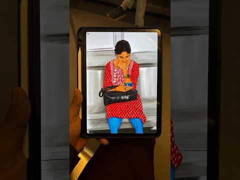 Beautiful Red Suit Girl Live Drawing On The Metro #shorts #livedrawing #avivinay #metrolife #art