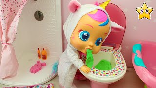 🌈🦄 BEBÉS LLORONES Dreamy está enferma 🤮🤒 RUTINA DIARIA de CUIDADOS para SENTIRSE BIEN 🍼🥰