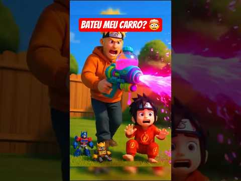 🤪Sasuke riu do Naruto e bateu o carro do pai! #shorts #cartoon #naruto