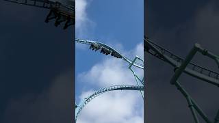 This is the Electric Eel, wow 150 feet tall, drops at a 90-degree angle at speeds up to 62 mph