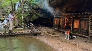 3 Days Solo SURVIVAL in Rain - I Built CAVE with Fireplace. Bushcraft Camping - Fishing