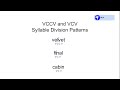 Syllable Division and Vowel Sounds