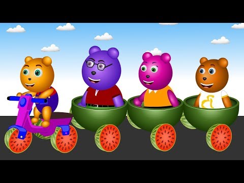 Gummy Bear Finger Family Rhymes | Little Baby Riding Watermelon Toy Car Finger Family Nursery Rhymes