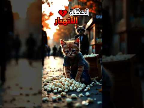 القط الفقير وعربة الفيشار: هل سينجو من قسوة القدر؟ 🍿💔