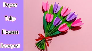 Paper Craft Idea | DIY Craft Idea | Paper Tulip Flower Bouquet | School Project | Paper Tulips