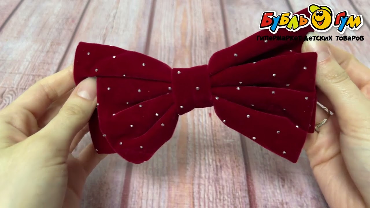 Заколка автоматическая бант бархатный бордовый - видео