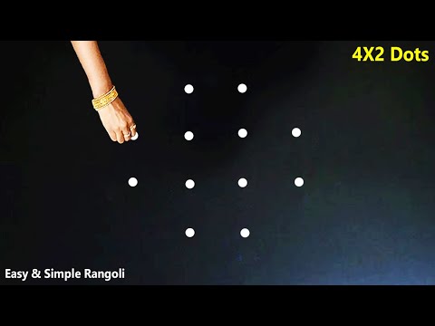 Simple rangoli designs with 4X2 dots | daily kolam designs | easy chukkala muggulu designs