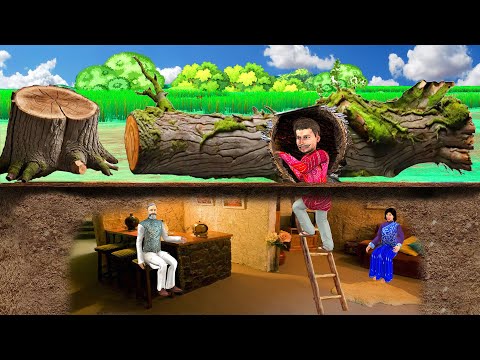 Thief Build Secret Shelter Inside Fallen Tree House Hindi Kahani Hindi Moral Stories Comedy Video