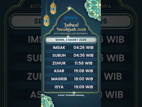 Jadwal Imsakiyah Kota Pontianak Senin 2  Maret 2026, Lengkap dengan Jadwal Sholat