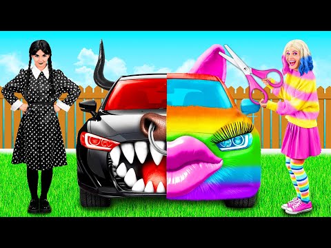 Coche Arcoiris vs Coche Negro Desafío | Gadgets Inteligentes vs Hacks de TeenChallenge