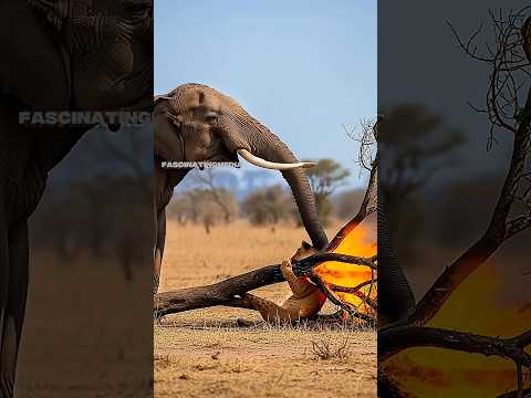 Elephant Saves Lion Cub From Fire #trending #wildlife #animalrescue