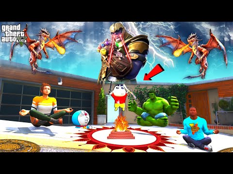 GTA 5 | SHINCHAN saved AVENGERS DORAEMON FRANKLIN  Survive & Fight THANOS IN GTA 5