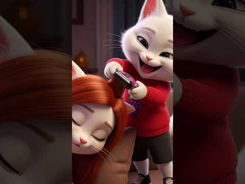 حلق شعر أمه ليصنع قبعه 😺😥وأمه جلست تبكي💔بص هو عمل ايه عشان يفرحها ❤️💎#cat #قطط #ai