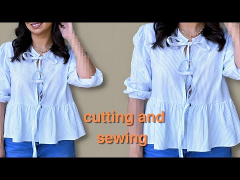 خياطة الموديل اللي عامل ضجة | تفصيل بلوزه روعة وأنيقة بخطوات بسيطة | Sewing Tie Dupe