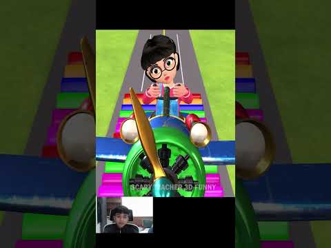 Scary Teacher 3D vs Squid Game Mini Airplane Flying vs Egg Gun Face Mask Halloween Challenge #shorts