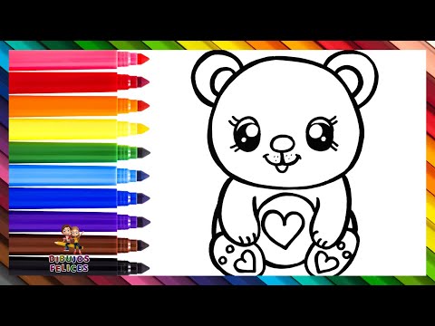 Dibuja y Colorea Un Lindo Osito De Peluche 🧸🌈 Dibujos Para Niños