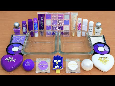 Purple vs White - Mixing Makeup Eyeshadow Into Slime ASMR