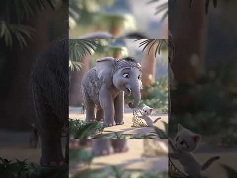 White Cat help elephant baby from the hunter #animals #elephant #cat #growupmyaccount #trending#