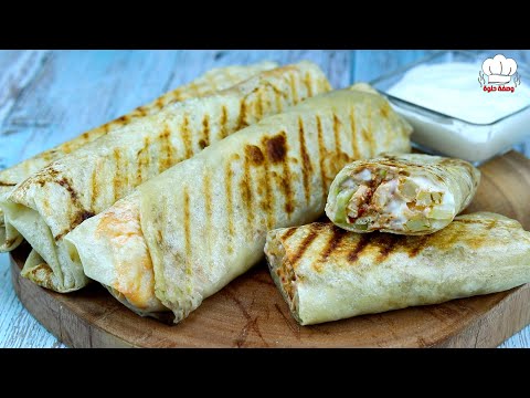 اعملي شاورما الدجاج في البيت مع الثومية 🌯 طعم وريحة رووووعة 😋