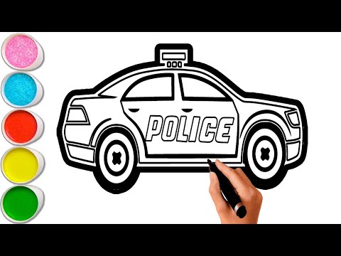 How to Easy Draw Step by Step Police Car /Cara Menggambar dan Mewarnai Mobil Polisi