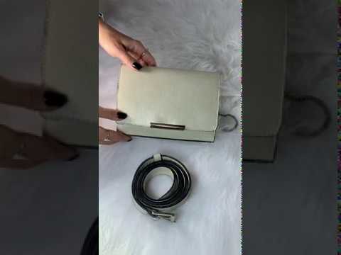 MÔNACO Bolsa pochete couro legítimo clutch com corrente off white