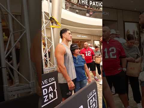 Jai Opetaia taking photos with fans before David Nyika fight.