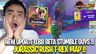 NEW UPDATE 0.88 BETA STUMBLE GUYS! NEW 5 SKINS T-REX & NEW MAP JURASSIC RUSH! EASTER EGG DINOSAURUS!