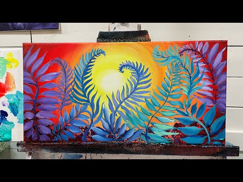 GLOWING FERNS | Acrylic Painting Tutorial