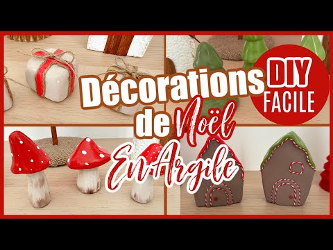 DÉCORATIONS DE NOËL AVEC DE L'ARGILE AUTO DURCISSANTE