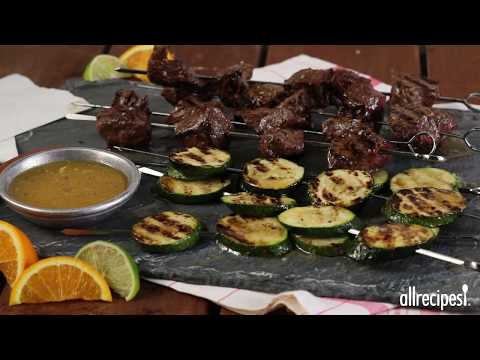 Steak Recipes - How to Make Cuban Beef and Zucchini Kebabs with Mojo Sauce