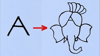 Lord Ganesha drawing easy from A letter step by step // Ganesh God drawing easy step by step
