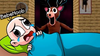 MONSTRUO DE 99 NOCHES EN EL BOSQUE... ME ESPIA MIENTRAS DUERMO 😱  BEBE NOOB vs BRAINROT en MINECRAFT