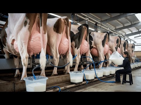 Millions Of Dairy Cow Raissing Farm Technology & Process With Rotaring Milking System