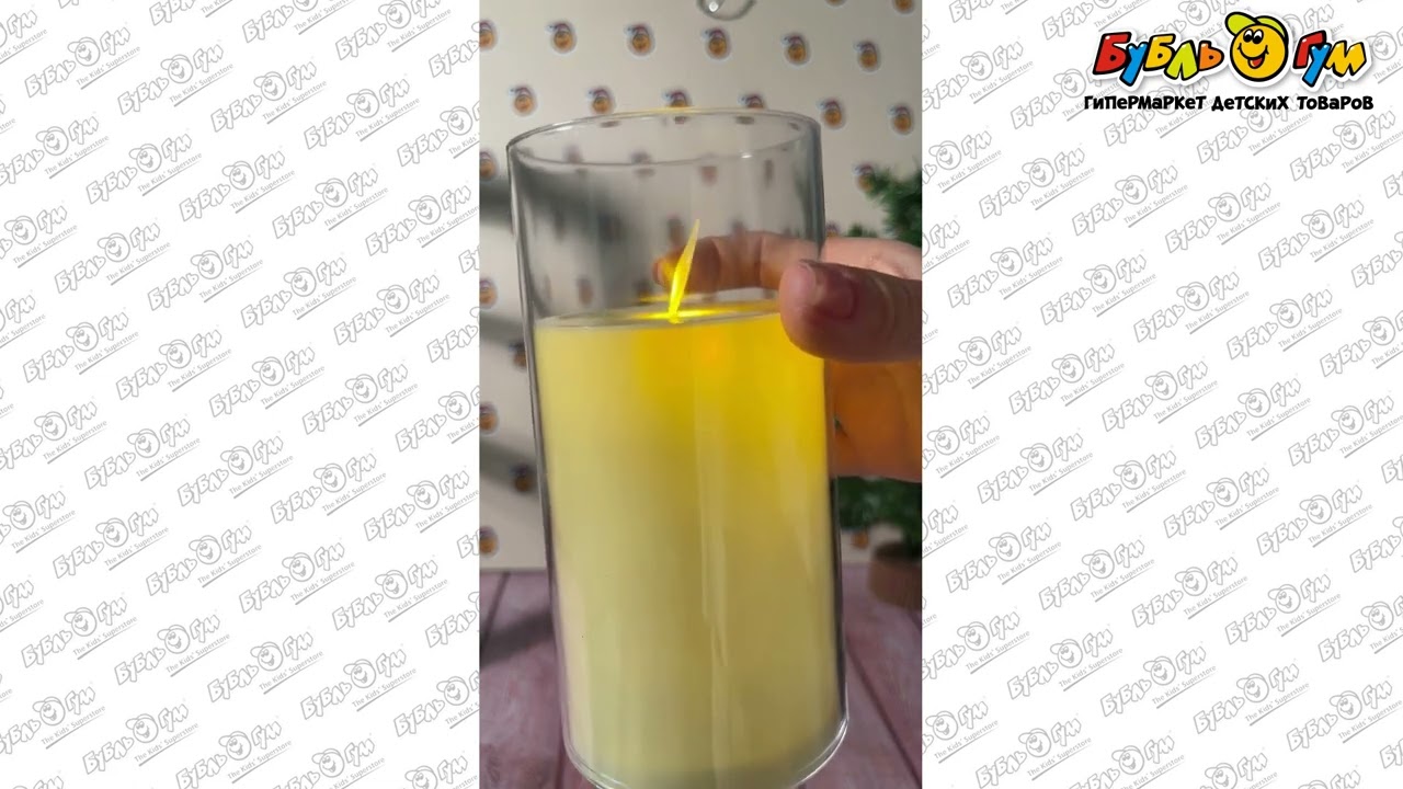 Свеча светодиодная в стакане дрожащее пламя 15см - видео Свеча светодиодная в стакане дрожащее пламя 15см - видео