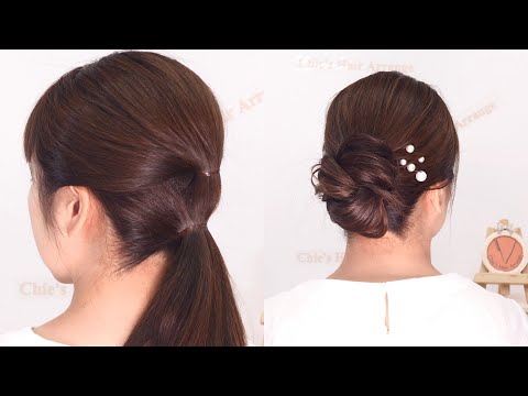 【セミロング ロングヘア向け】２つのポニーテールから作る上品な纏め髪