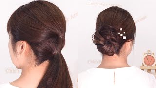 【セミロング ロングヘア向け】２つのポニーテールから作る上品な纏め髪