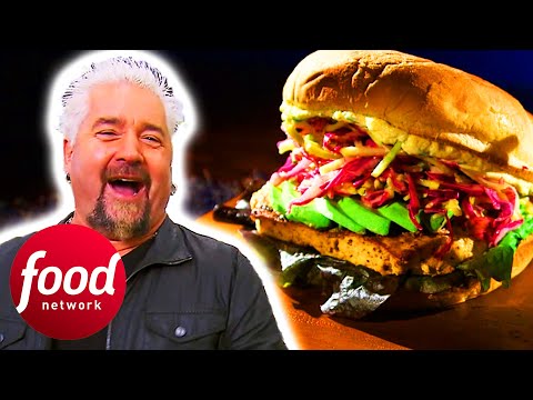 Guy Fieri & Judges LOVE Chef's Creative Guilty Pleasure Tofu Burger | Guy’s Grocery Games