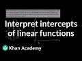 Interpreting Intercepts of Linear Functions