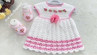 Tığ işi Prenses Bebek Elbisesi/ 3-6 ay