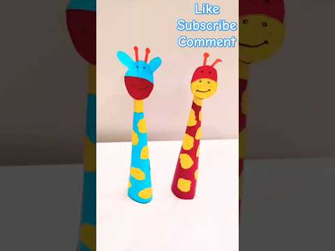 Cutie giraffe 🦒 for little sweet kids #easy art and craft for kids #papercraft #youtubeshorts #diy