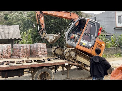 Using a machine to dig the house foundation, Build the house foundation pillars