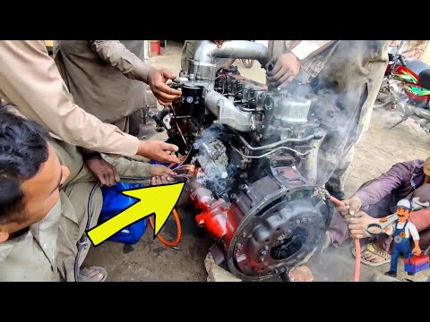 Old Diesel Engine Starting First time after Rebuilding || Engine Caught Fire